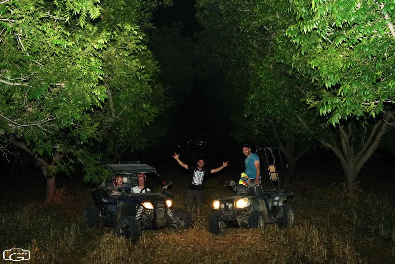 Night ride with headlights on